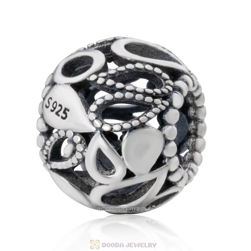 Openwork Waterdrop Charm Bead in 925 Sterling Silver