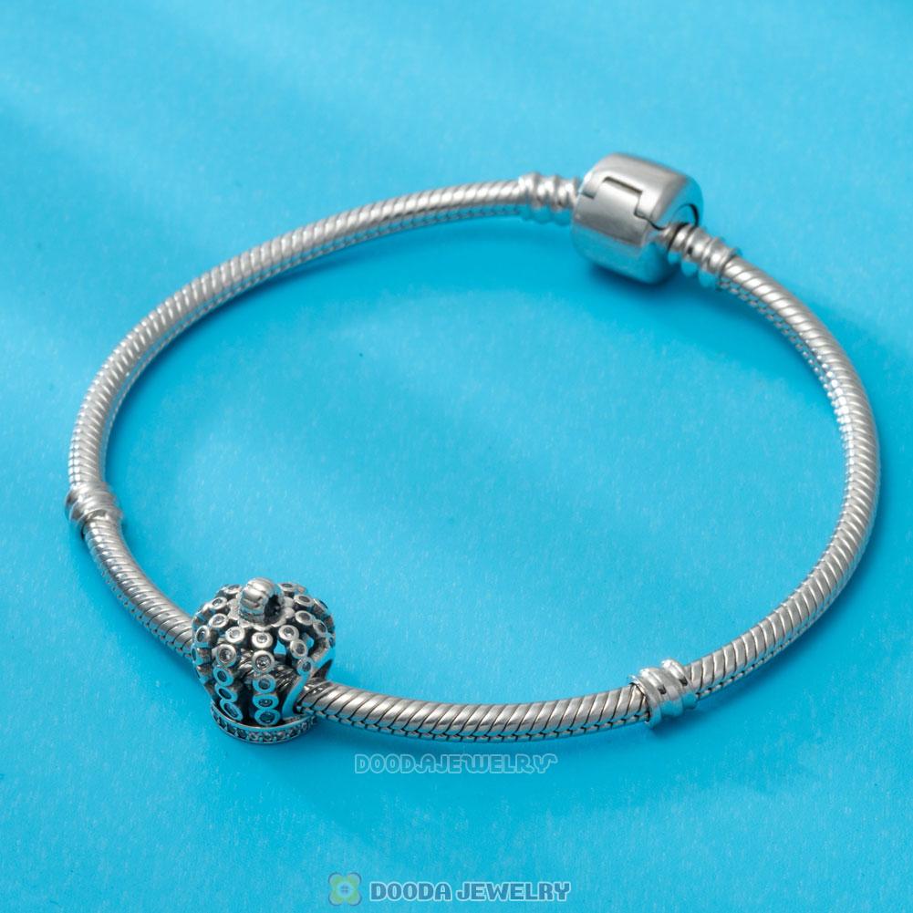 Royal Crown Charm in Sterling Silver with White Zircon