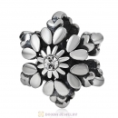 Antique Sterling Silver Christmas Snowflake Charm Beads with Crystal