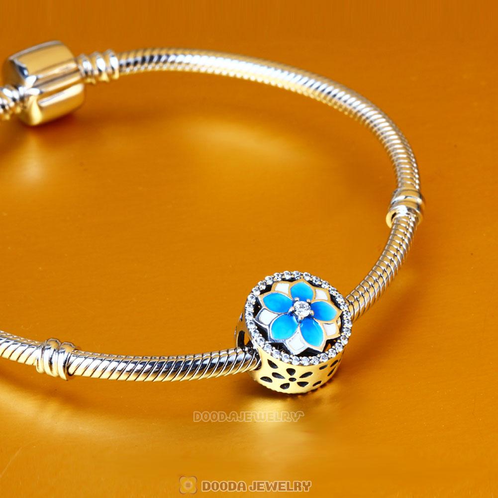 Magnolia flower Charm with Dark Blue Gradient