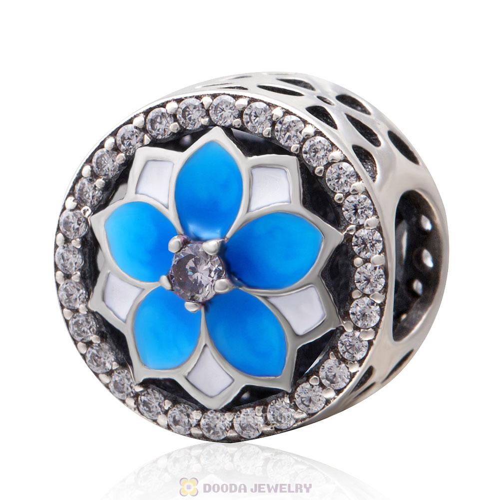 Magnolia flower Charm with Dark Blue Gradient