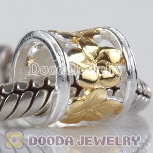 18K Gold Plated Flower Charm European Style Silver Beads