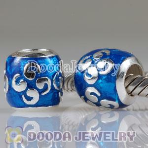 925 Sterling Silver European Style Zen Enamel Blue Bead