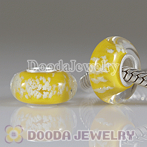 Environmental glass European snowflakes charm beads with 925 sterling silver single core