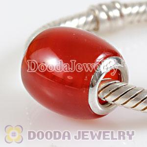 Red carnelian beads with 925 silver core for European Bead Bracelets