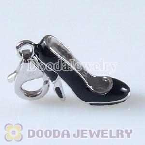 Sterling Silver Tscharm Jewelry Charms Enamel Black high-heel shoe