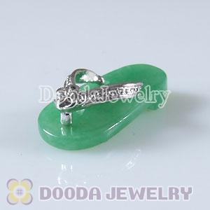 Sterling Silver Green Jade Slipper Pendant