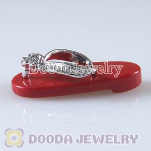 Sterling Silver European Red Coral Slipper Pendant