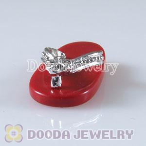 Sterling Silver Red Coral Slipper Pendant