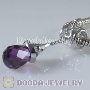 Sterling Silver Charm Pendant Dangle Purple CZ Stone