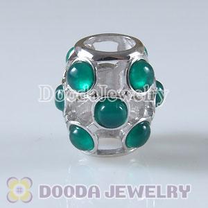 925 Sterling Silver Beads with Green Carnelian