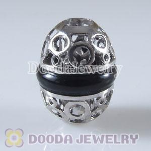 925 Sterling Silver Beads with Black Carnelian