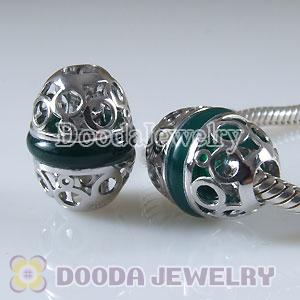 Sterling Silver European Style Beads with Green Carnelian