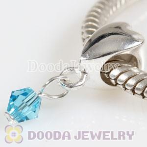 925 Sterling Silver Heart Charms Dangle Stone