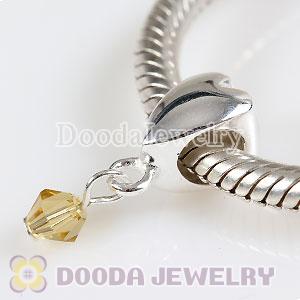 925 Sterling Silver Heart Charms Dangle Stone