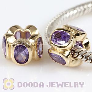 Gold Plated Jewelry 925 Silver Beads with Purple Stone