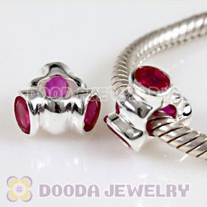 S925 Sterling Silver Charm Jewelry Beads with Red Stone