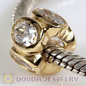 Gold Plated Jewelry 925 Silver Beads with Clear Stone