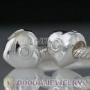 Sterling Silver Charm Heart Beads with Clear Stone
