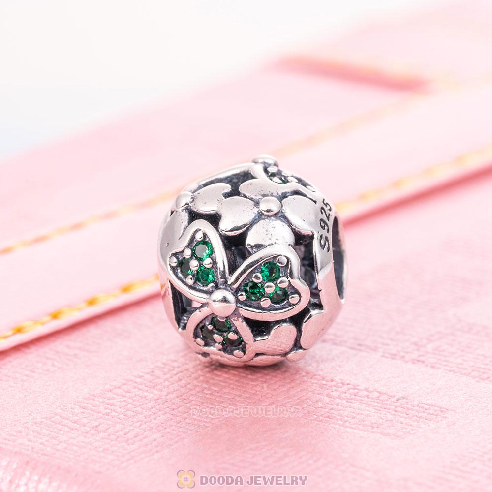 Green Cubic Zirconia Shamrock Clover Charm
