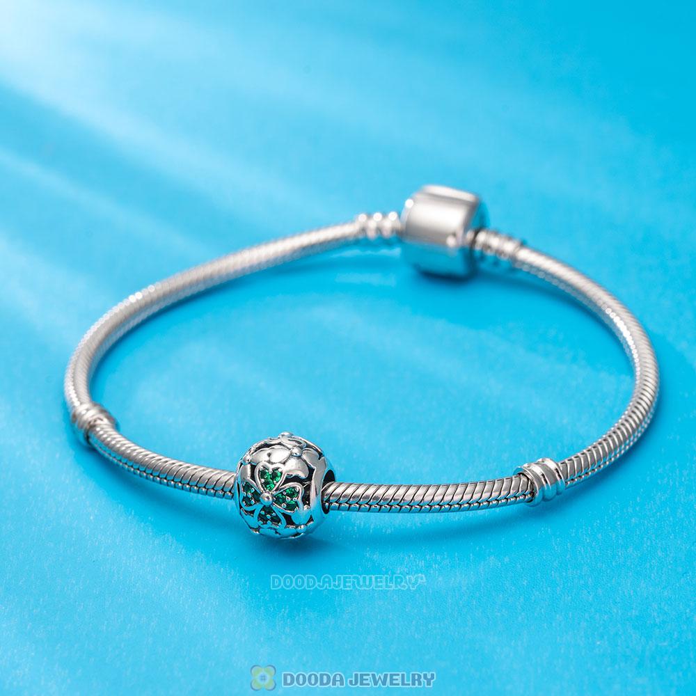 Green Cubic Zirconia Shamrock Clover Charm