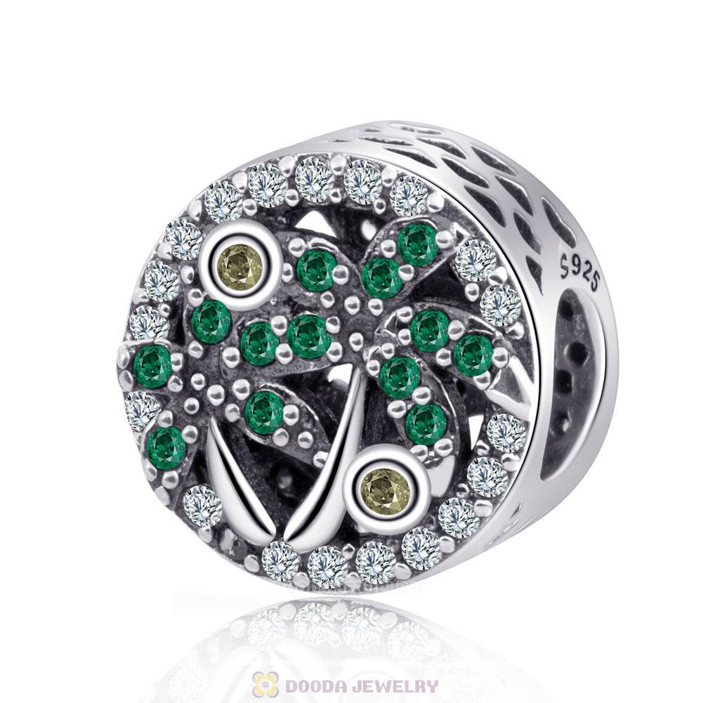 Green Cubic Zirconia Coconut Tree Charm