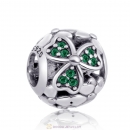 Green Cubic Zirconia Shamrock Clover Charm