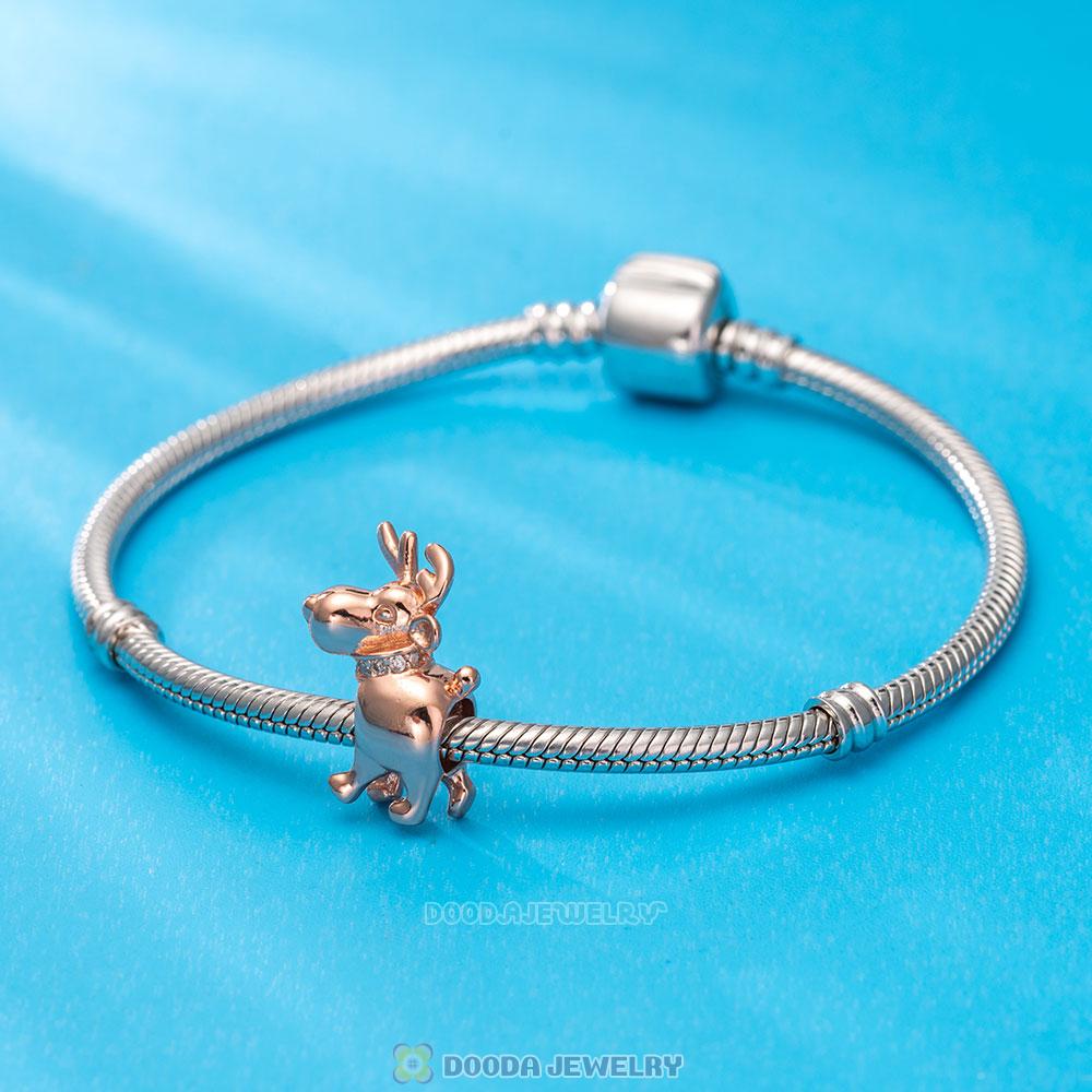 Rose Gold Happy Reindeer Charm