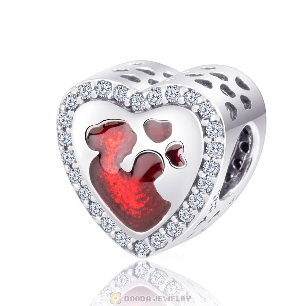 Mother Baby Love Charm with Red Enamel