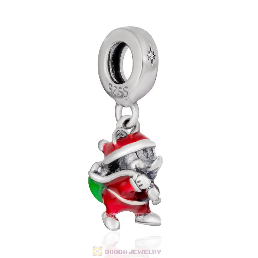 Santa Mickey and Gift Pendant Charm