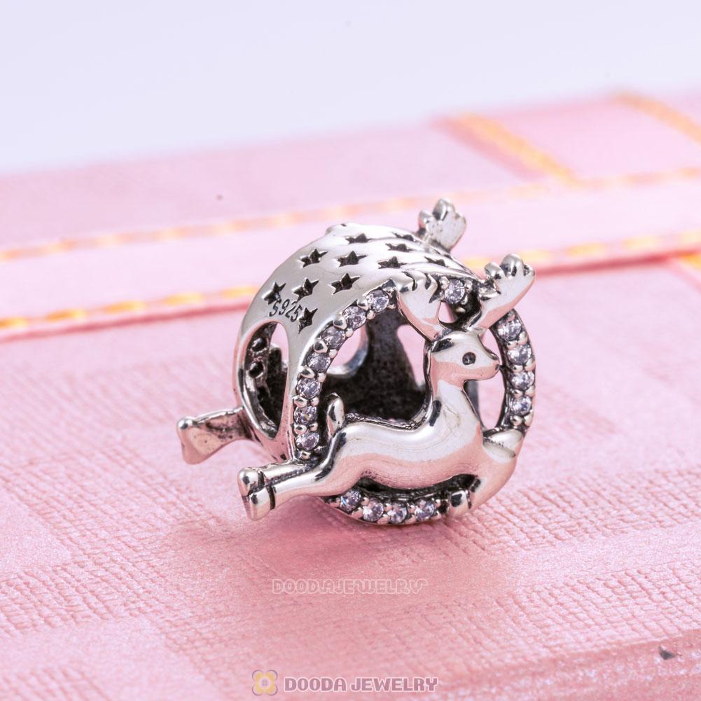 Christmas Reindeer Charm with Cubic Zirconia