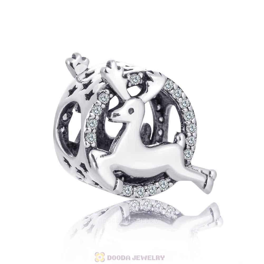 Christmas Reindeer Charm with Cubic Zirconia