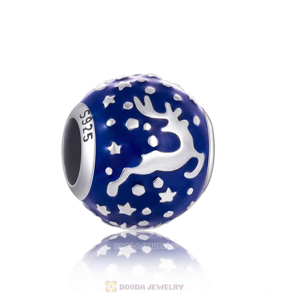 Christmas Reindeer Charm with Blue Enamel