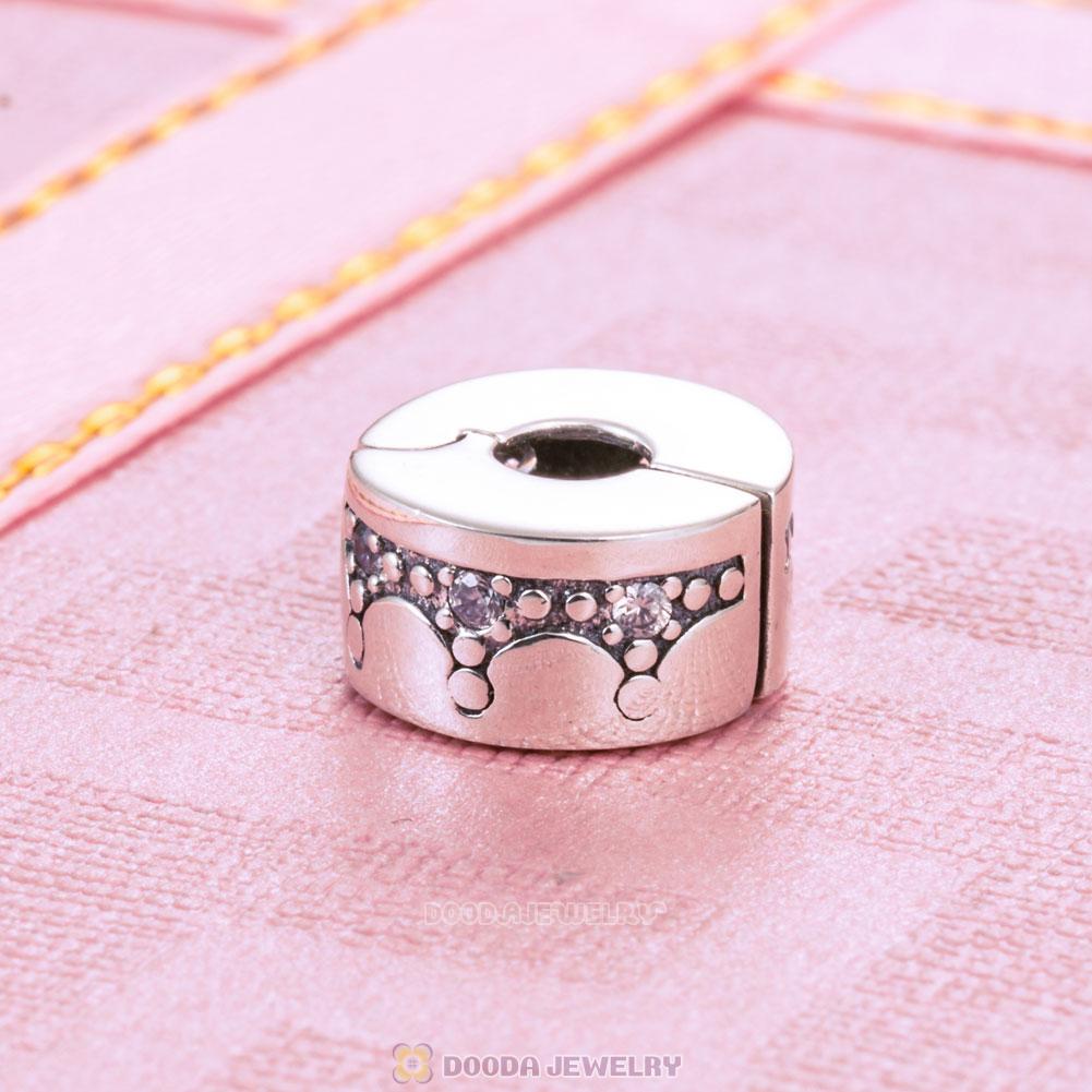 Dazzling Crown Clip Lock Charm in Sterling Silver