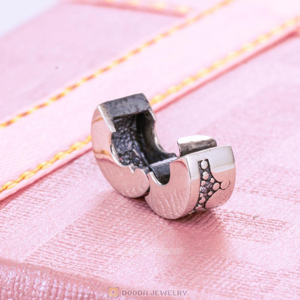 Dazzling Crown Clip Lock Charm in Sterling Silver