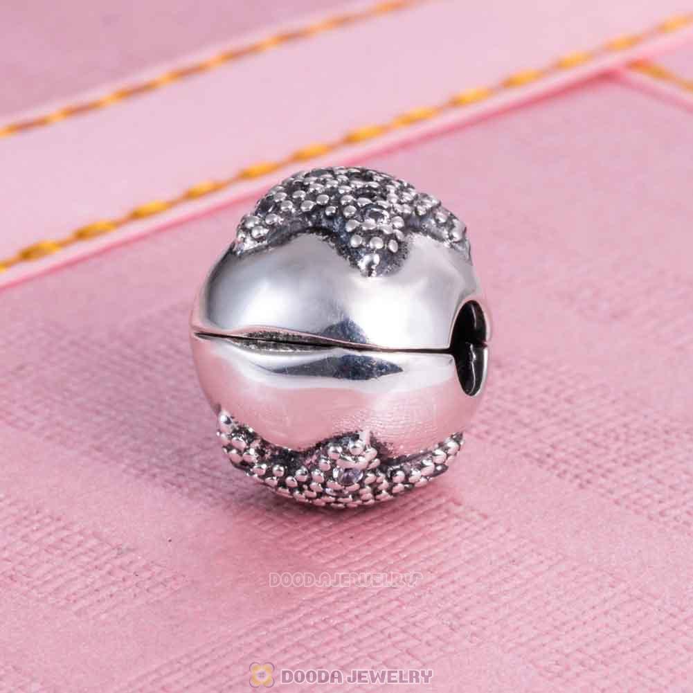 Silver White CZ Starfish Clip Charm