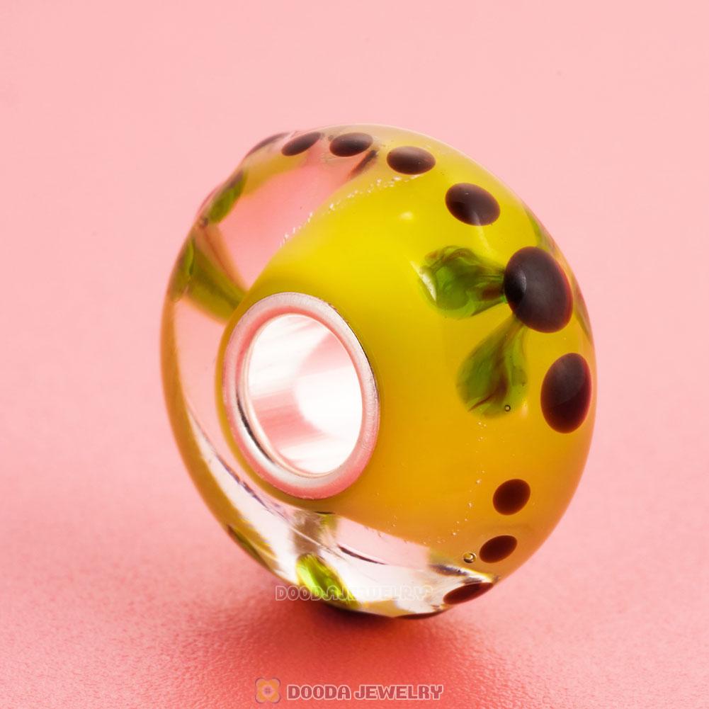 Handmade European Style Dragonfly Green Charm Glass Beads