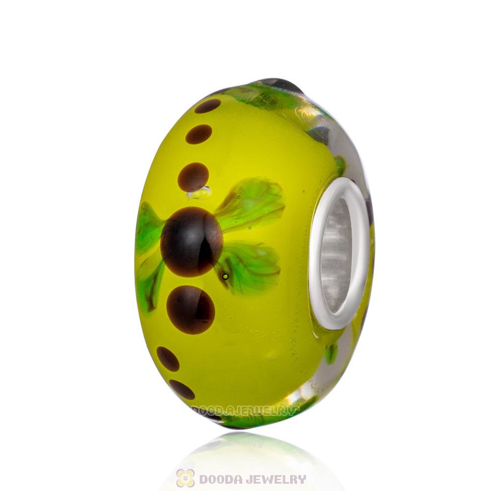 Handmade European Style Dragonfly Green Charm Glass Beads