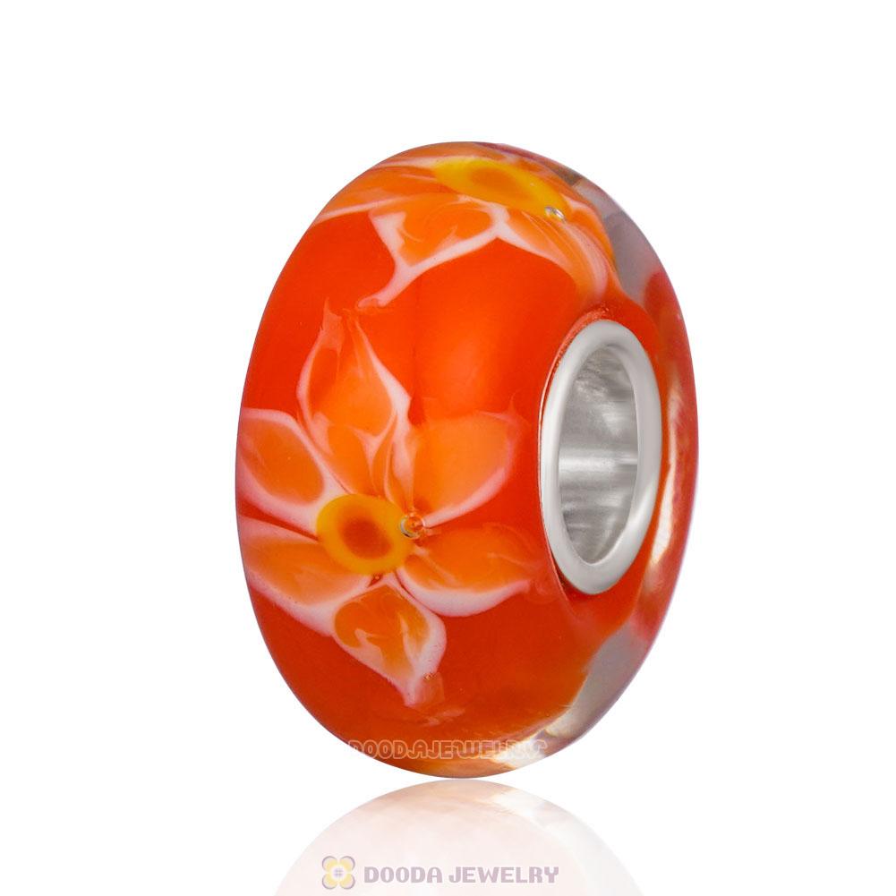 Handmade European Style Flowers of Grace Charm Glass Beads
