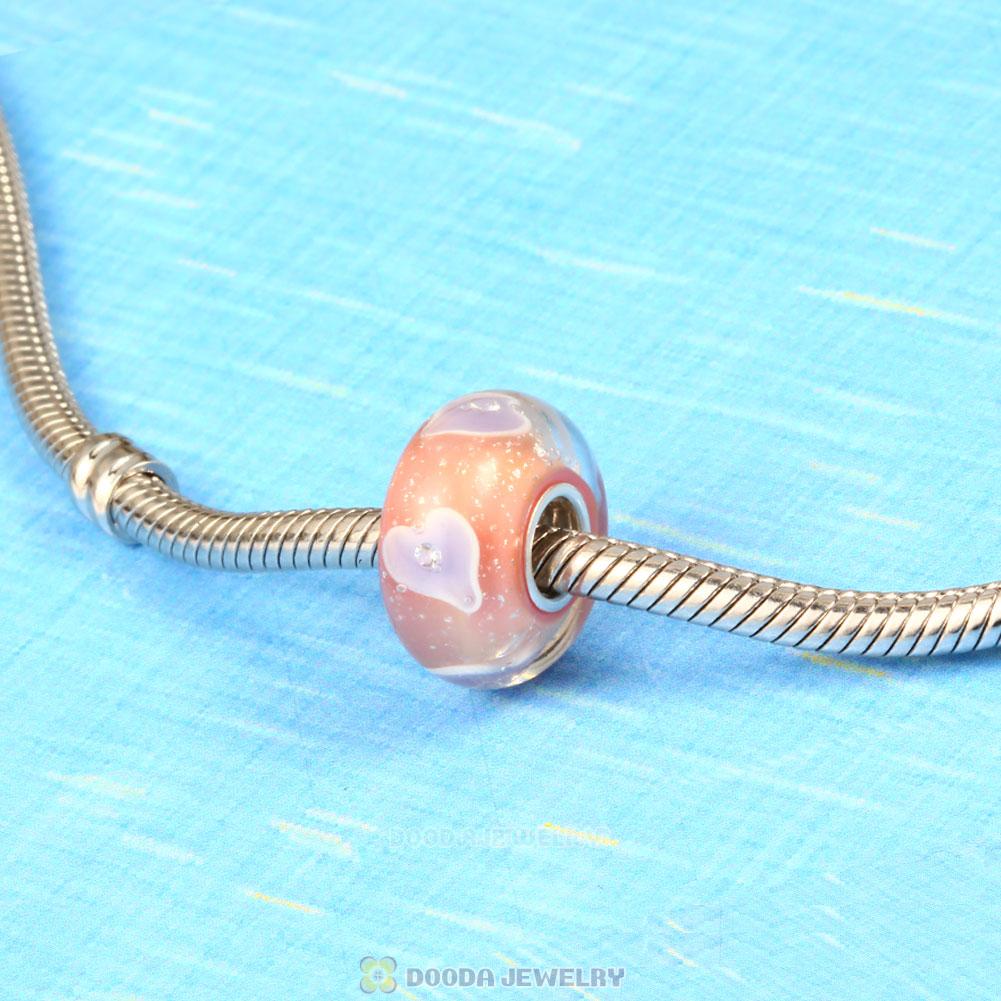 Handmade European Style Plentiful Hearts Charm Glass Beads
