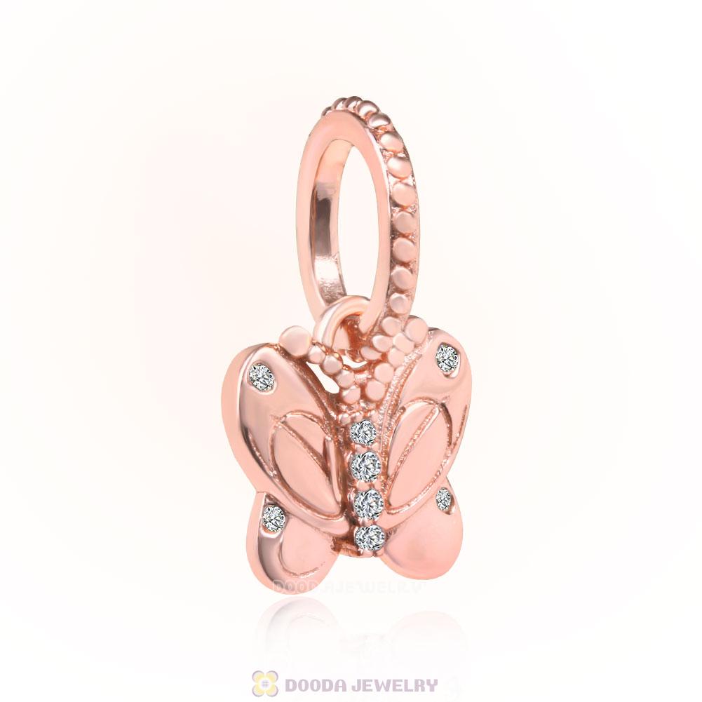 Rose Gold Decorative Butterfly CZ Pendant