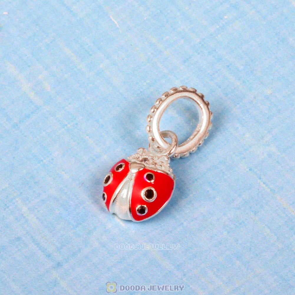 Lucky Red Ladybird Enamel CZ Pendant