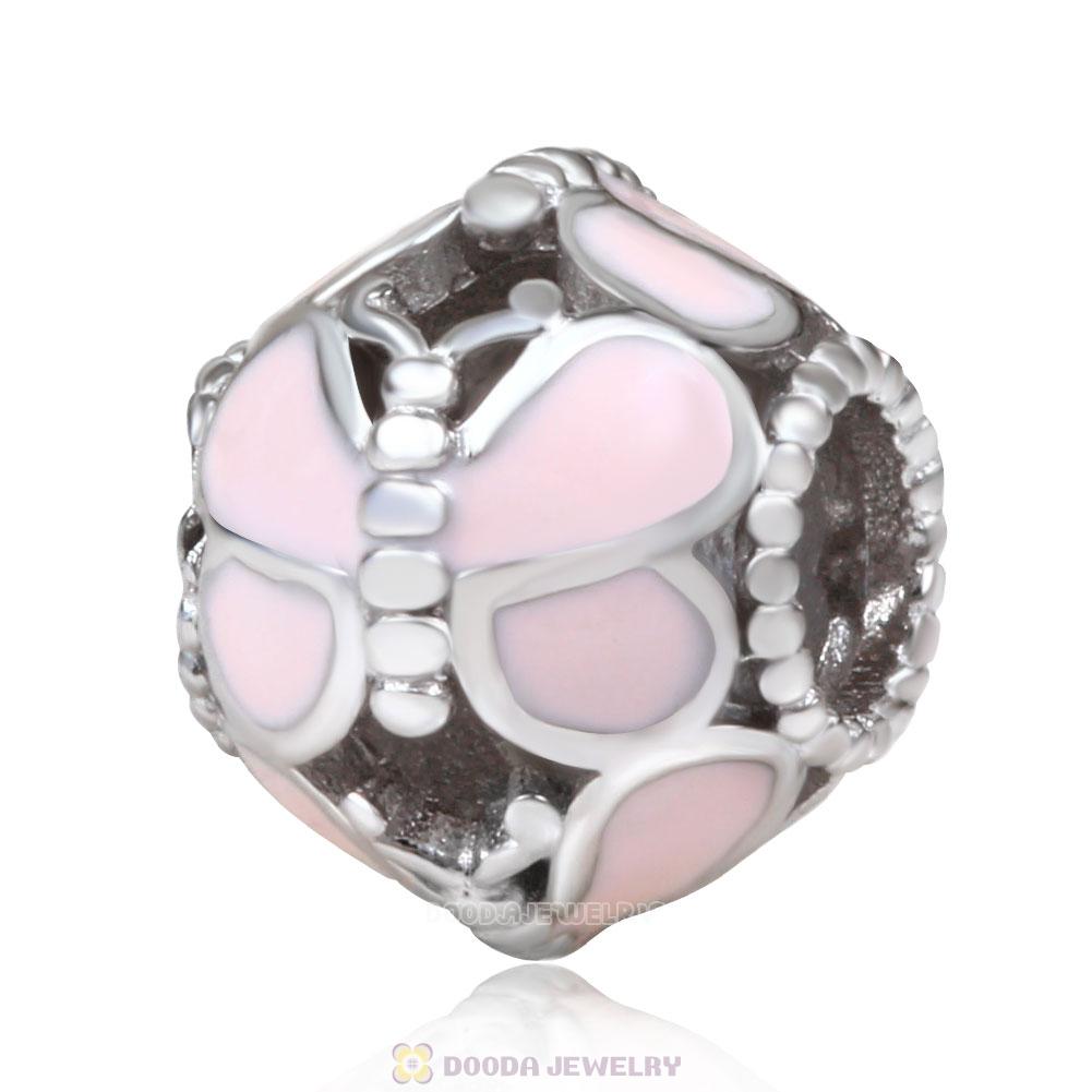 Pink Butterflies Enamel Charm