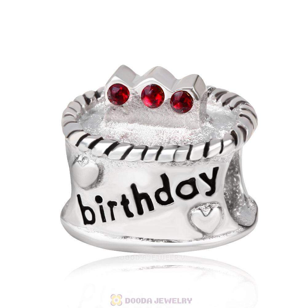 Birthday Cake Charm with Siam Austrian Crystal