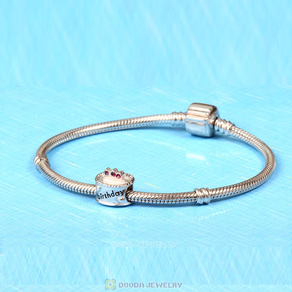 Birthday Cake Charm with Amethyst Austrian Crystal