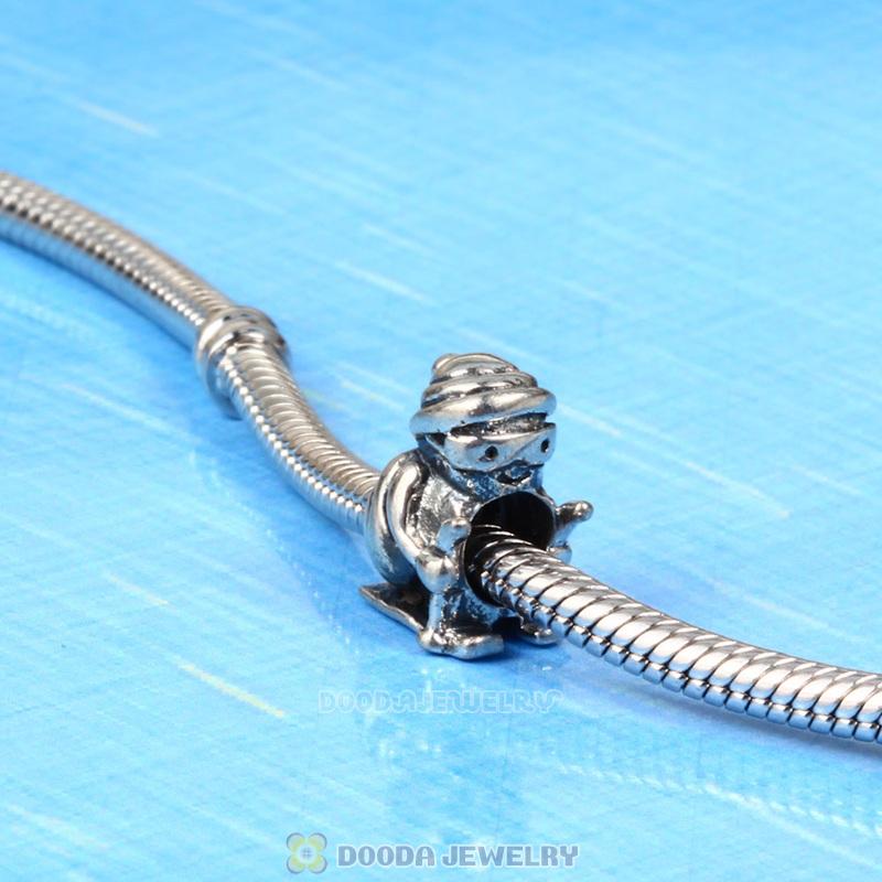 925 Sterling Silver Slider Bead in Skiing fit European Largehole Jewelry