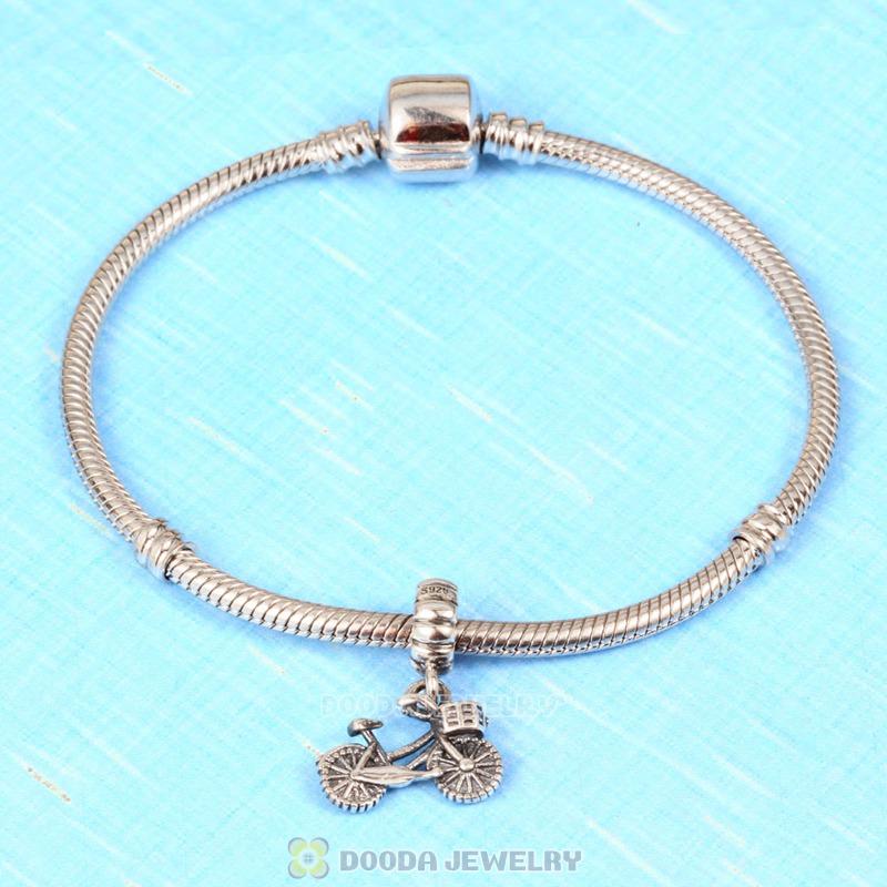 European Style Sterling Silver Beads Dangle Bicycle Charm
