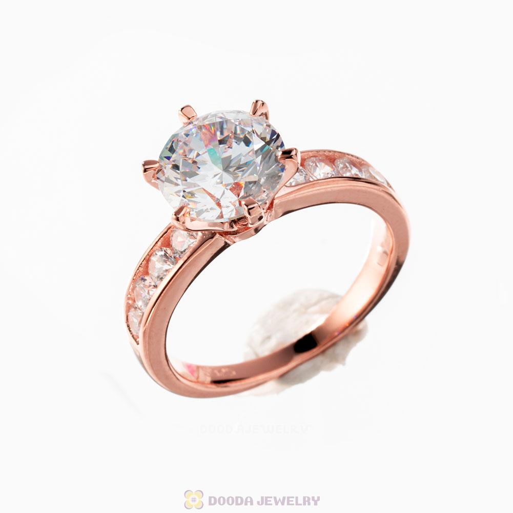Rose Gold Shine Diamond Ring Clear CZ