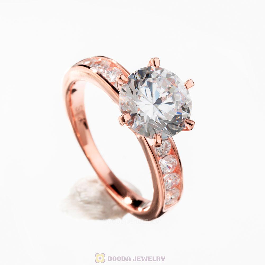 Rose Gold Shine Diamond Ring Clear CZ