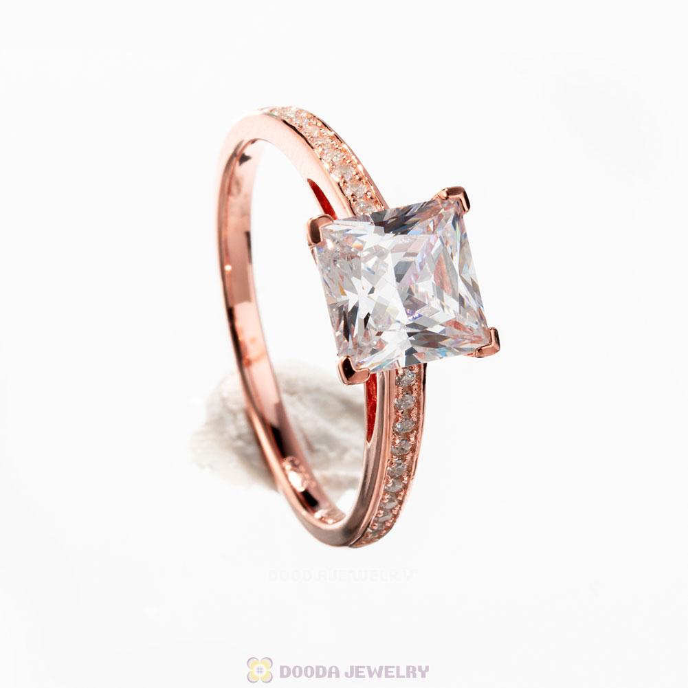 Rose Gold Zircon Geometric Ring